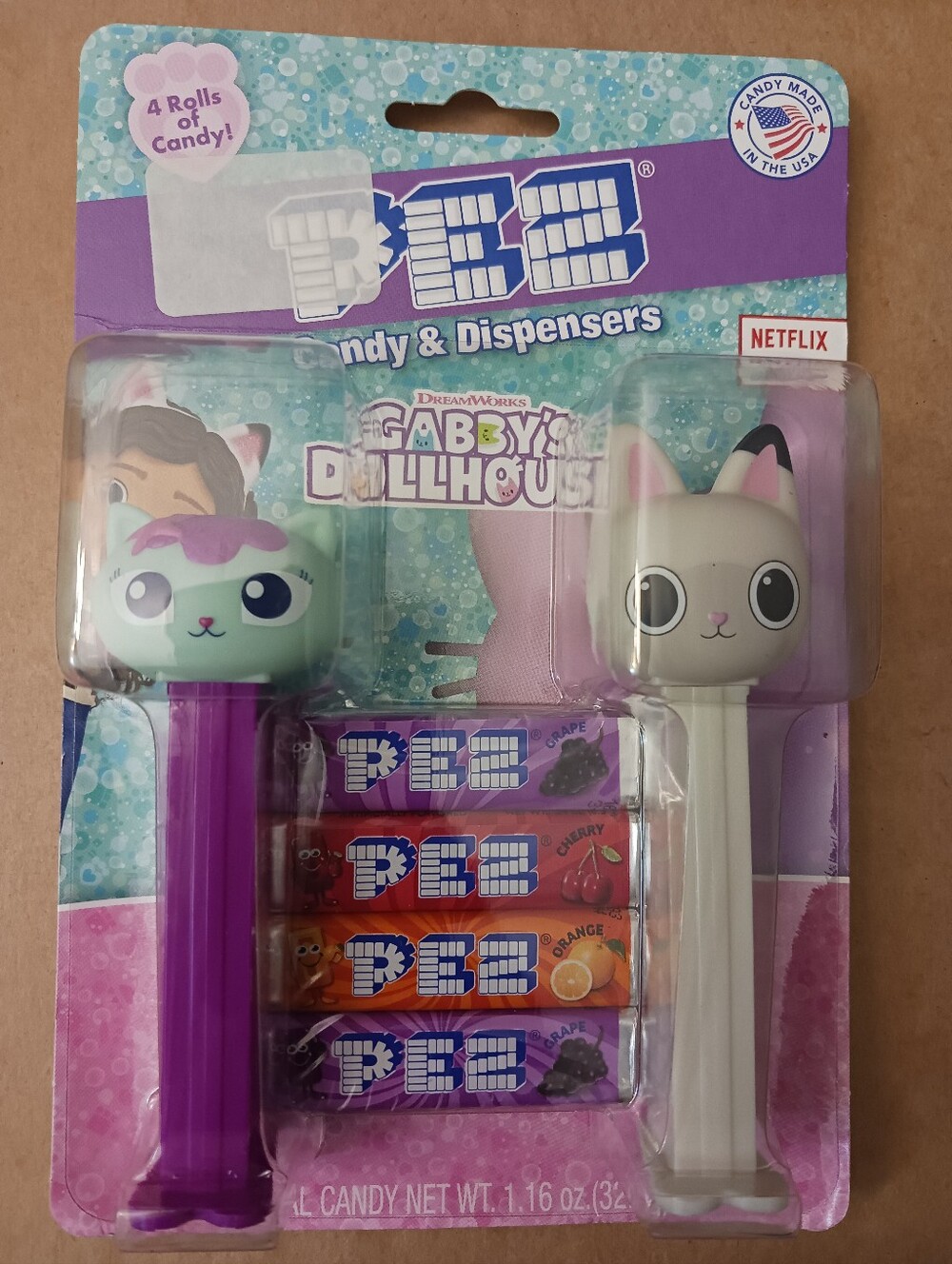 2023 GABBY'S DOLLHOUSE Pez Gift Set PANDY PAWS & MERCAT - Hard To Find, New